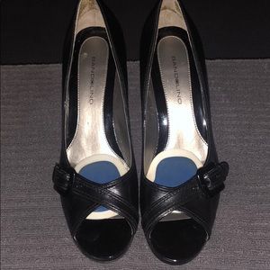 Black peep toe pumps